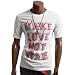 Doublju Mens REGULAR FIT PEACE WORD PRINTED T-SHIRT (DJ77)