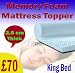 LUXURY VISCO MEMORY FOAM MATRESS TOPPER KING BED 2.5 cm THICK