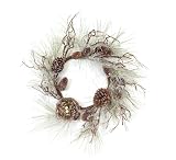Melrose Natural Color Tone Iced Pine Wreath with a Nest, Measures 20-Inch