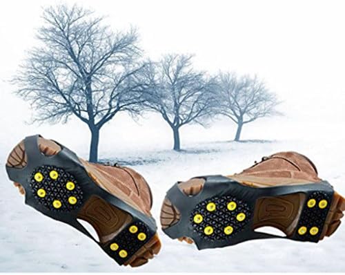 Emeier 10 Studs Anti Slip Snow Ice Crampon Spikes Grips Traction Cleats Shoes Cover for Climbing Walking Walker Hiking Universal