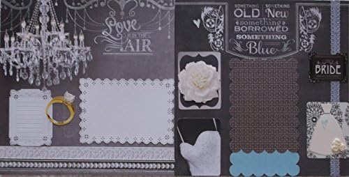 Chalkboard Wedding Ring Something Blue Scrapbook (2) Premade Pages