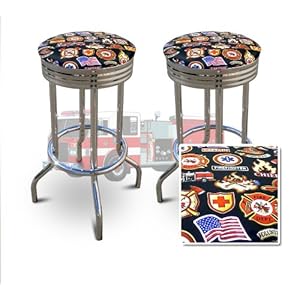 Fireman Logo Vintage Swival Bar Stools Fireman Logo Vintage Swival Bar Stools