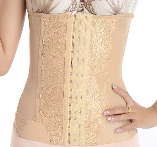 Women's Long Girdle Waist Trainer Shaper Corset Mesh Shapewear with 3 Hooks (Medium, Skin)