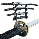 Japanese Bushido Tiger Samurai Katana Sword Set Black