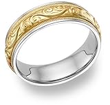 18K Two-Tone Gold Paisley Wedding Band