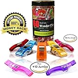 Wonder Clips 60 PACK,Sewing Supplies,Quilting Clips,All-Purpose Craft Clips,Sewing Quilt Binding Clips No Pins,With 10 Pcs Jumbo Clips for Crochet,Knitting,etc.