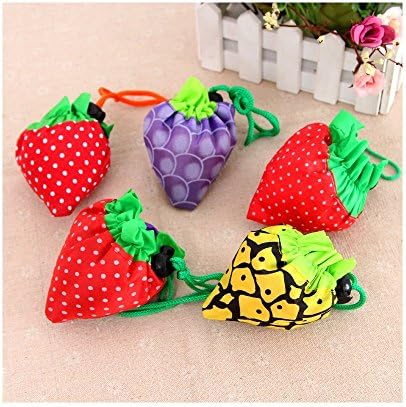 6-Pack Reusable Shopping Tote Bag, Strawberry/Grape/Pineapple Foldable Shopping Bag, Best Gift for Kids, by Lynnwang Design