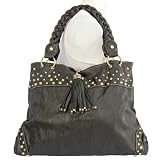 Studded Faux Leather Hobo Handbag