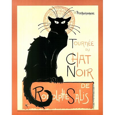 Professionally Framed Theophile Steinlen Tournee du Chat Noir Art Print Poster - 16x20 with RichAndFramous Black Wood Frame