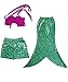 V'SHOW Little Girls 3 PCS Princess Mermaid Tail Swimmable Bikini Set Swimwear(FBA)