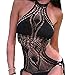 Crochet Knit Monokini Lined Swimwear Swimsuit Bikini Pastel Mini Halter Top