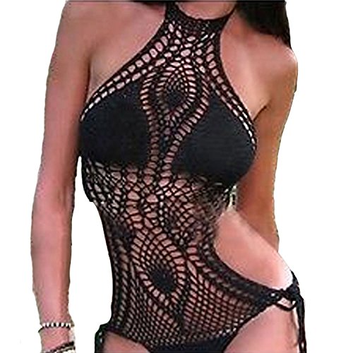 Crochet Knit Monokini Lined Swimwear Swimsuit Bikini Pastel Mini Halter Top