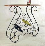 16 Bottle Wine Rack Console with Wooden Top (Satin Black) (29"H x 28"W x 10"D)