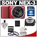 Sony Alpha NEX-3 Digital Camera Body & E 18-55mm OSS Compact Interchangeable Lens (Red) with 16GB Card + Battery + Case + Accessory Kit