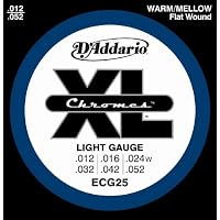 D'Addario ECG25 Chromes Flat Wound Electric Guitar Strings, Light
