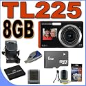 Samsung TL225 DualView 12MP Digital Camera w/4.6x Wide Angle Optical Zoom (Orange) BigVALUEInc Accessory Saver 8GB Battery/Charger Bundle