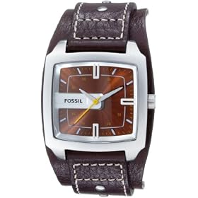 Fossil JR9990 Gents Brown Leather Cuff Strap Watch with Brown Dial