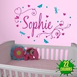 Girl's Swirly Personalised Name - Wall Decal Art Sticker playroom bedroom nursery (Large) by Wondrou