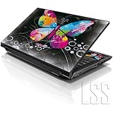 LSS 15 15.6 inch Laptop Notebook Skin Sticker Cover Art Decal Fits 13.3" 14" 15.6" 16" HP Dell Lenovo Apple Asus Acer Compaq (Free 2 Wrist Pad Included) Multi Colored Butterfly
