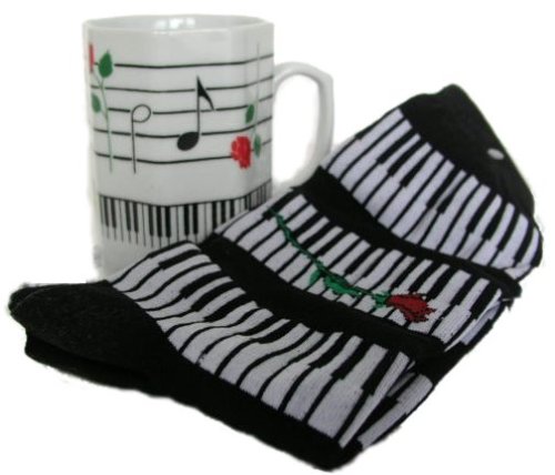 Piano with Rose Phantom Gift Set with Mug & Womens Socks