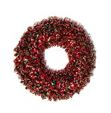 18 Red and Green Curly Tinsel Christmas Wreath