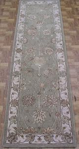137447 - Rug Depot Traditional Hall Runner - 2'3 X 8 - Light Green Background - Hand-tufted Of 70% Wool & 30% Silk - Thick Dense Pile - 160l Quality - Oriental Agra Design