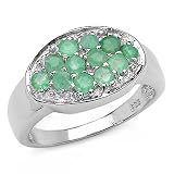 0.60 Carat Genuine Emerald Round Silver Ring