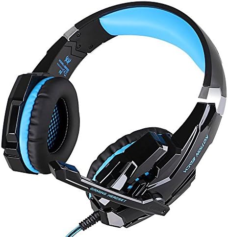 Convoy 3.5mm Jack Gaming Headset Game Headphone Headsets with Microphone LED Light for PS 4 Laptop Tablet All Mobile Phones with Noise Cancelling & Volume Control Blue (Black+Blue)