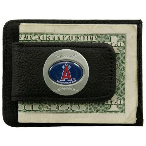 Los Angeles Angels of Anaheim Black Leather Card Holder & Money Clip