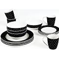 Twinkle 16 Piece Porcelain Dinner Set in Black