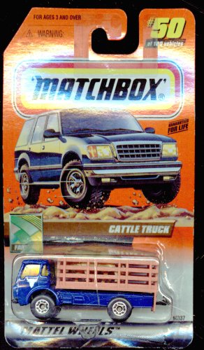Matchbox 2000 Farming Cattle Truck With TOY CATTLE IN BED in Blue #50