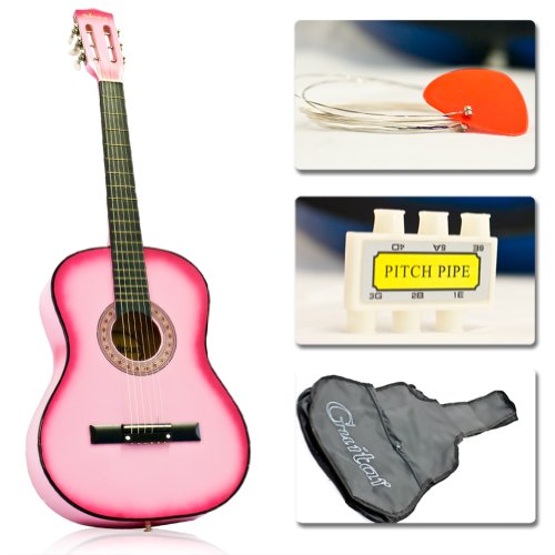 Beginner 38" Pink Acoustic Guitar Set with Gig Bag and Accessories