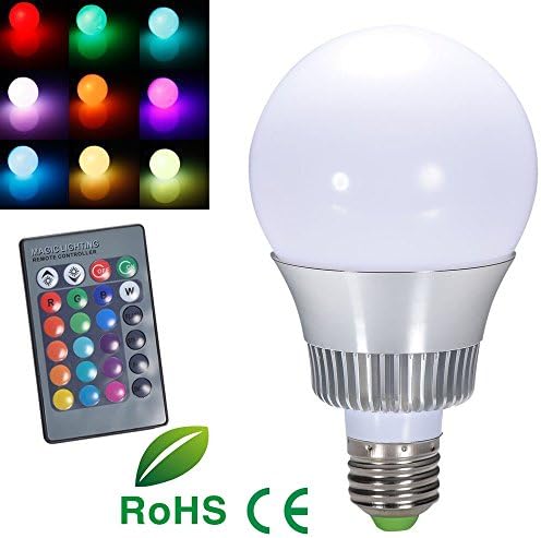 VP6 LED Bulbs - E27 10W RGB LED Light Bulb with Remote Controlled Color Changing,16 Color Choice