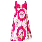 Rare Editions Girls 7-16 FUCHSIA-PINK GREEN IVORY GEOMETRIC DOT PRINT BABYDOLL Spring Summer Dress