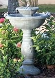 Smart Solar 34222RM1 Gray Weathered Stone Country Gardens 2-Tier Solar-On-Demand Fountain