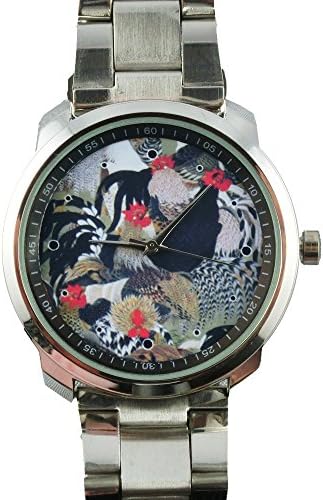 Luxtokey Unisex Ito Jakuchu Roosters Metal Wrist Watch