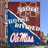 Mississippi Rebels vs. Mississippi State Bulldogs 27" x 37" House Divided Vertical Flag
