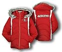 San Francisco 49ers Womens NFL 4-in-1 Heavy Quilted Parka, Winter Jacket, Red and White