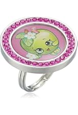 Shopkins Girls' Crystal Apple Blossom Round Adjustable Ring, Size 5-7