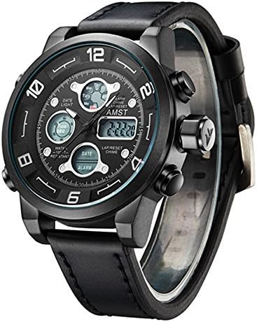 AMST Luxury Men Sport Watch 50m Waterproof Watch Band Leather Watch Analog Military Watches Casual