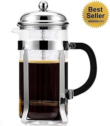 Mr Coffee Maker | Exclusive 34 Oz/8cups French Coffee Press Maker Espresso | Premium Glass and Stainless Steel | Completely Heat Resistant Glass | Suitable for Coffee, Tea, Milk, Lemonades and More