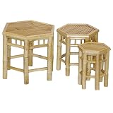 Bamboo54 6215 3 Piece Hexagon Nesting Bamboo Stool Set