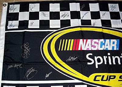 *54X AUTOGRAPHED* 2014 NASCAR Sprint Cup Series Large Full-Size 3X5 Racing Flag with COA (Autographs include: Dale Jr, Jeff Gordon, Tony Stewart, Jimmie Johnson, Danica Patrick, Chase Elliott, Kyle Larson, Kevin Harvick, Kyle Busch, Richard Petty, and Man