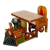 Hand-carved & Painted Vintage Style Train Design Childrens Table And Chair Set