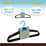 Set of 6 Children's Velvet Hangers - CHOCOLATE