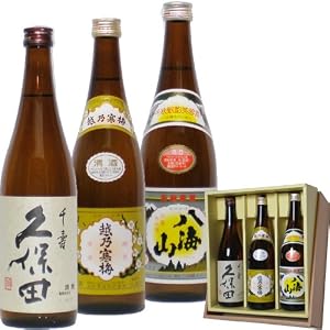 【２０１３年２月日付け】新潟銘酒 飲み比べ720mlx3本ギフト越乃寒梅白、久保田千、八海山普通・お酒の説明書付】5001