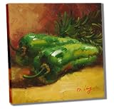 Green Chili Peppers by D. Long (14x14)