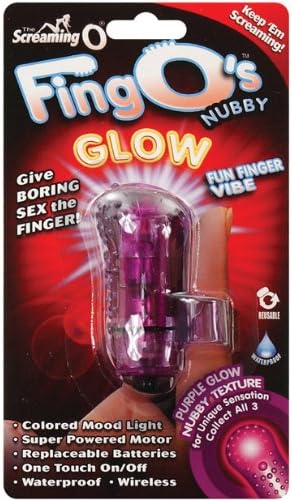 Waterproof Wireless Vibrating Screaming O Glow FingO's - Nubby Purple
