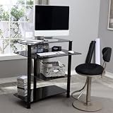 RTA Home and Office Tempered Glass Space Saver Computer Desk in Black
