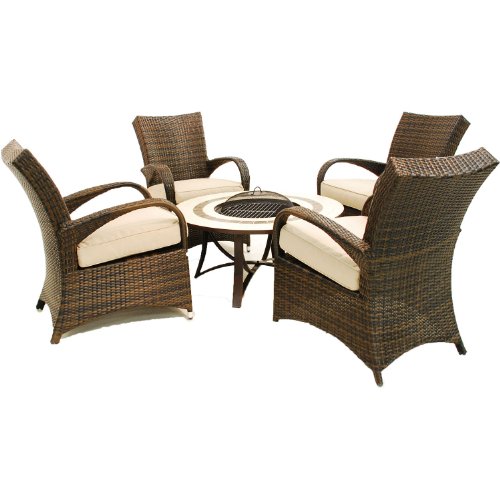 Black Rattan 4 Seater Fire Pit Boston Lounge Set from Worldstores